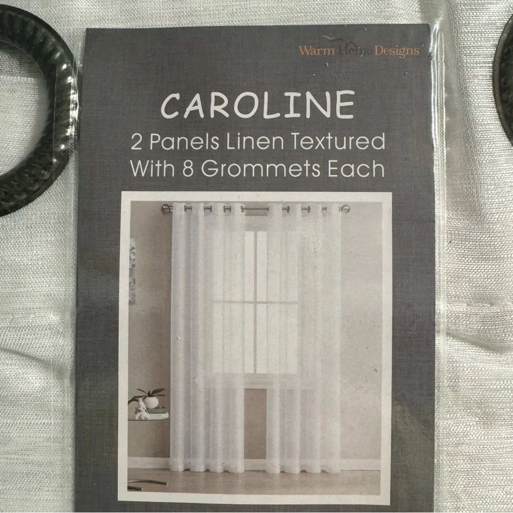 Caroline White 2 panels linen textured with 8 grommets each